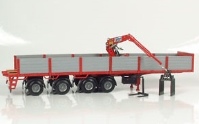 Auflieger Steintransport mit Ladekran Kennis - 4 Achs 1/50 Lion Toys 