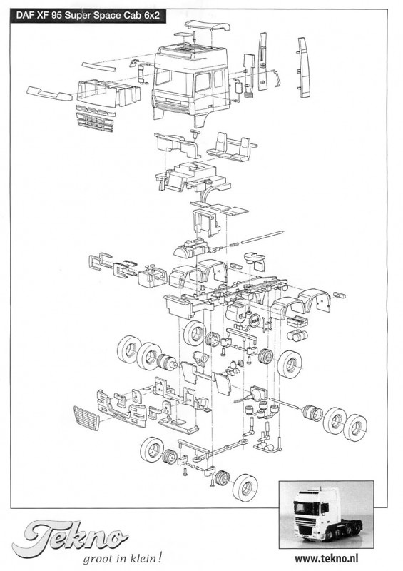 Bausatz Daf XF95 Super Space Cab 6x2 Tekno 55364 Masstab 1/50 