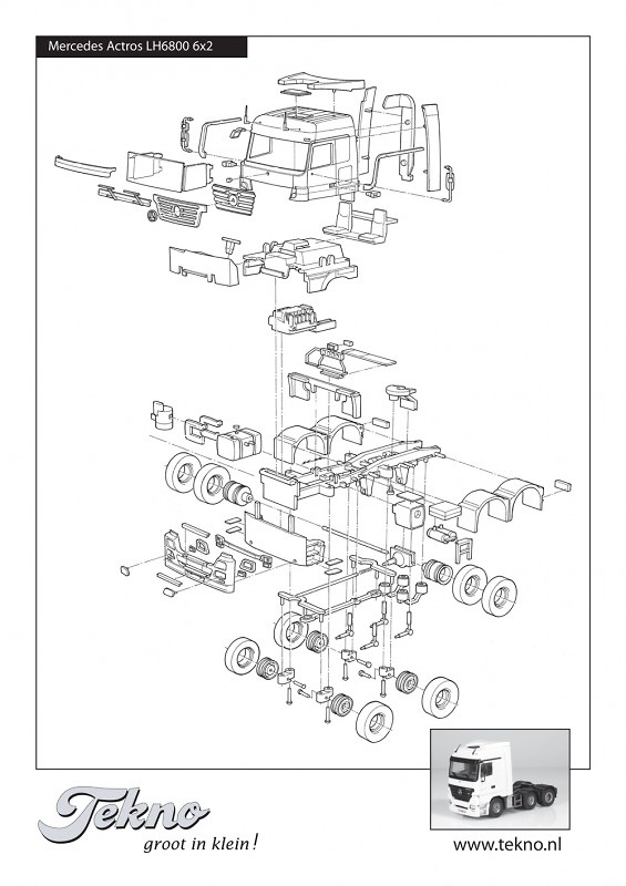 Bausatz Mercedes Benz Actros 6x2 Tekno 55367 Masstab 1/50 