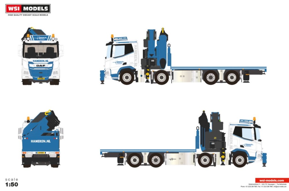 Daf XD SL 8x2 + Kran Palfinger PK 480 Hameren NL Wsi Models 01-5072 Maßstab 1:50 