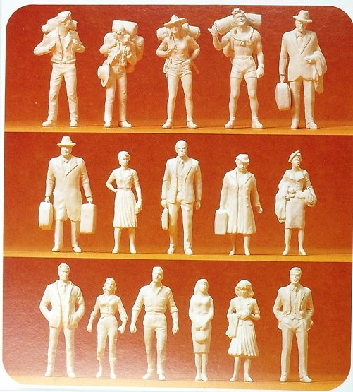Figuras sin pintar 16 u. Preiser 1/43 