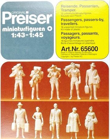 Figuras sin pintar 16 u. Preiser 1/43 
