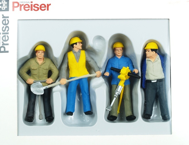Figuren Gleisbauarbeiter Preiser 63065 Masstab 1/32 