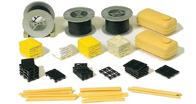 Kabelrollen, Paletten, Sackstapel (Decoración), Preiser 1/87 