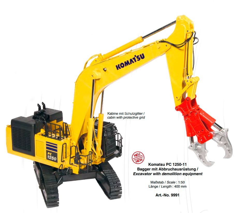 Komatsu PC1250-11 Abbruchausrüstung Nzg Modelle 9991 Masstab 1/50 