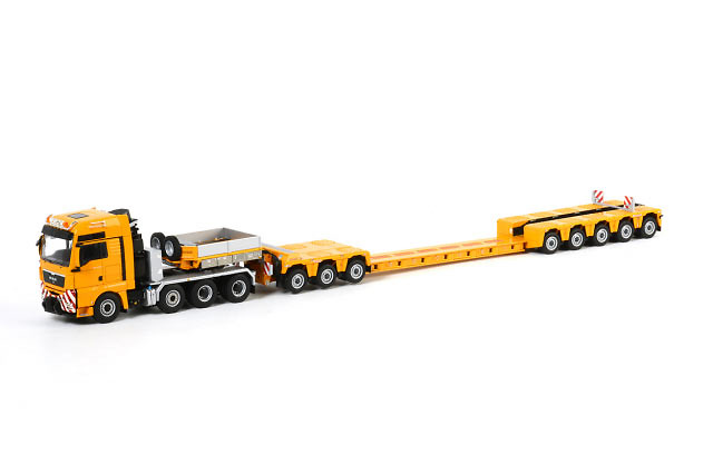 Liebherr gelb Nooteboom 3+5 EURO-PX with ICP Interdolly + MAN 8x6 truck Wsi Models 1/50 