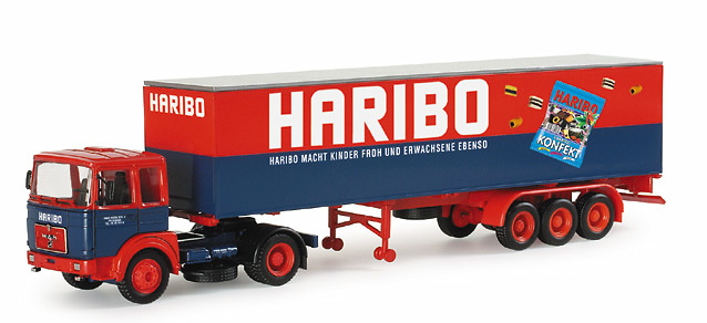 MAN F8 box semitrailer Haribo Herpa 1/87 