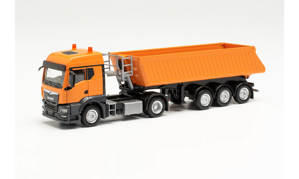 MAN TGS TM Schmitz Sattelkipper Communal Orange Herpa 314589 Maßstab 1/87 