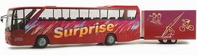 MERCEDES-BENZ O 350 with bus trailer Surprise-Reisen, Rietze Automodelle 1/87 