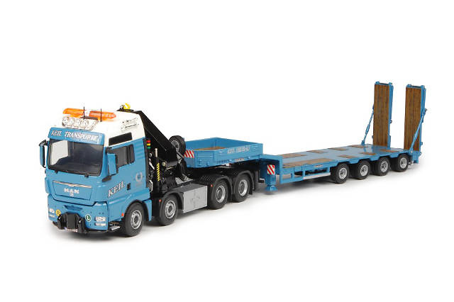 MAN TGX XXL Kombi Semitieflader + Ladekran Tekno 63811 Masstab 1/50 