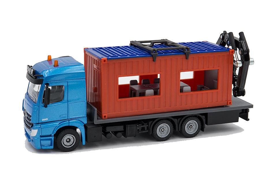 Mercedes Actros + Ladekran mit Baucontainer Siku 3556 Masstab 1/50 