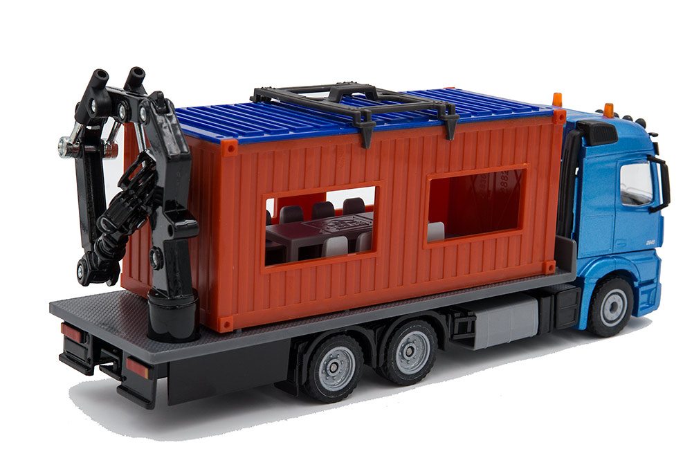 Mercedes Actros + Ladekran mit Baucontainer Siku 3556 Masstab 1/50 