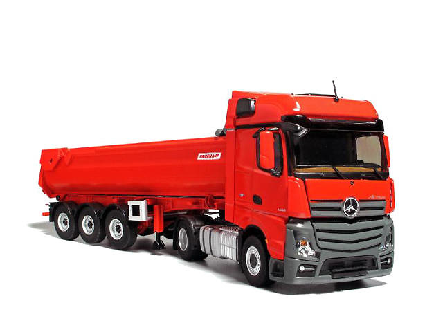 Mercedes Actros Bigspace Rot mit dumptruck Fruehauf, Eligor 115002 Masstab 1/43 