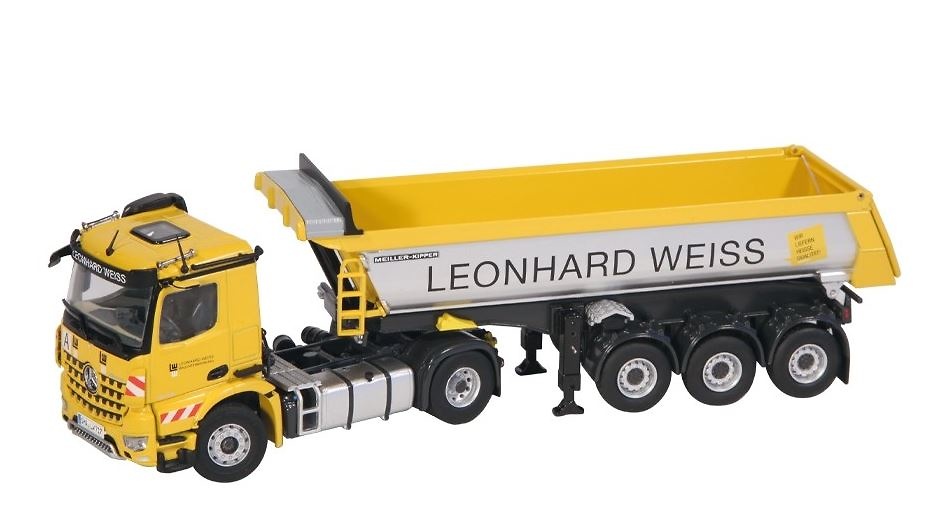 Mercedes Arocs + Meiller Kippsattelzug Leonhard Weiss Nzg Modelle 1002/01 Masstab 1/50 