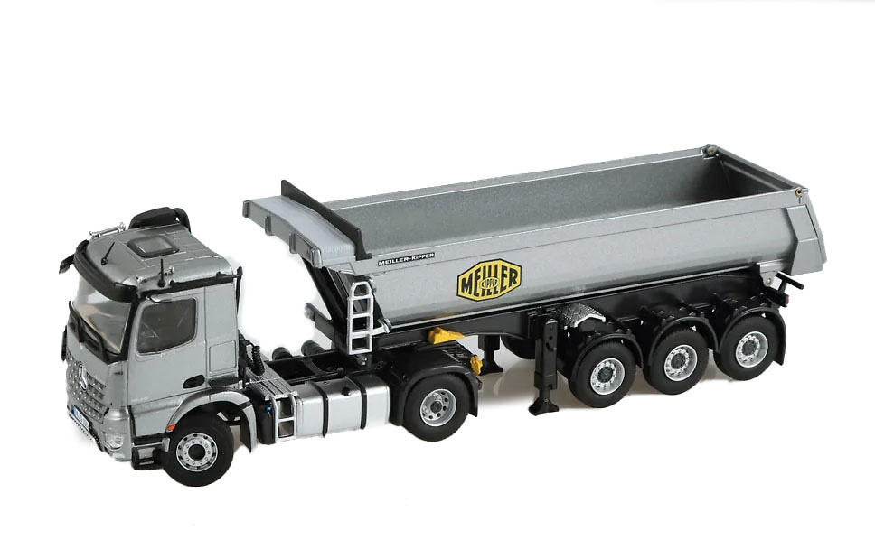 Mercedes-Benz Arocs + semi trailer Meiller grau Nzg Modelle 1002/55 Maßstab 1/50 