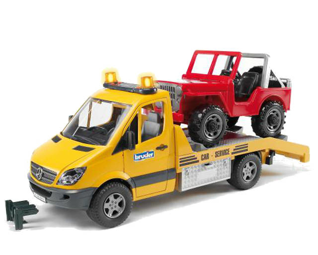Mercedes-Benz Sprinter Abschleppdienst mit Geländewagen und Light and Sound Modul Bruder 02535 Masstab 1/16 