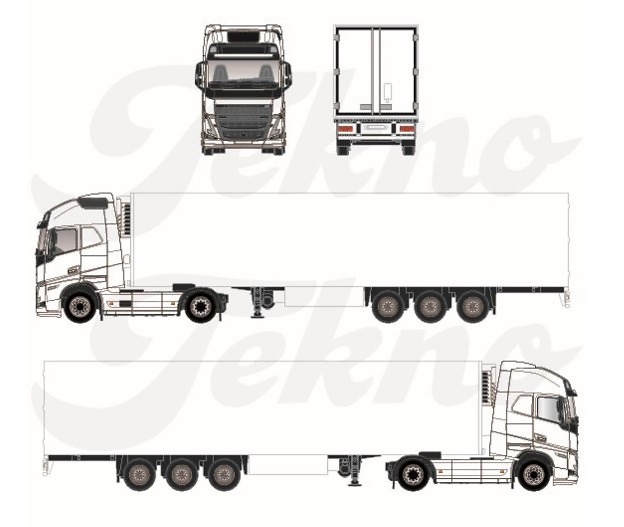 Modell LKw Volvo FH5 mit Trailer - Tekno 85271-1 Masstab 1/87 