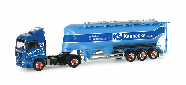 Modell Lkw MAN TGA LX + Tankwagen Keunecke Herpa 153737 Masstab 1/87 