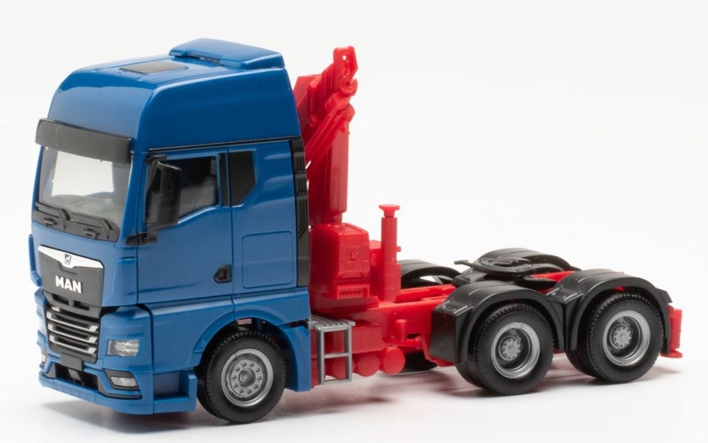 Modell Lkw Man Tgx GX 6x4 blau mit Ladekran Herpa 313100-002 Maßstab 1/87 