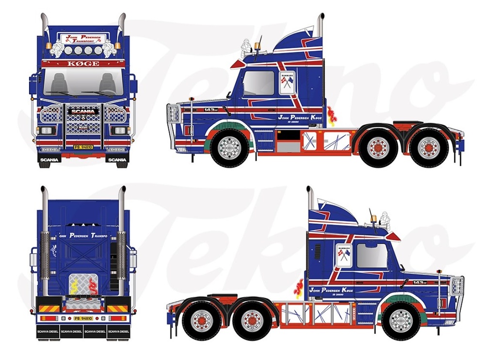 Modell Lkw Scania 143 + Pedersen Tekno 84089 Masstab 1/50 