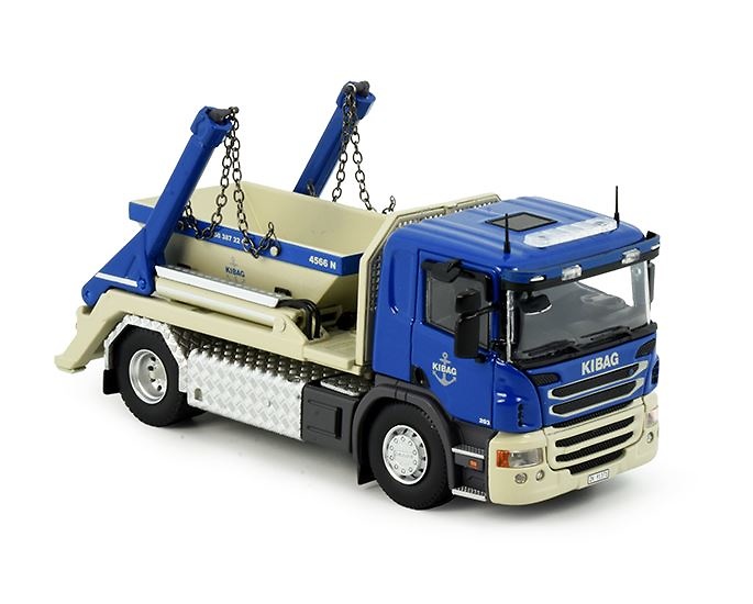 Scania P-Serie mit Bauschuttcontainer Kibag Tekno 85011 Maßstab 1:50 