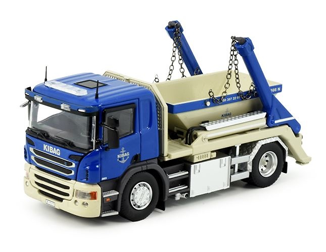 Scania P-Serie mit Bauschuttcontainer Kibag Tekno 85011 Maßstab 1:50 