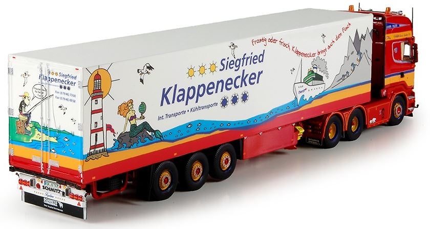 Scania R + Kühlauflieger Klappenecker Tekno 69389 Masstab 1/50 