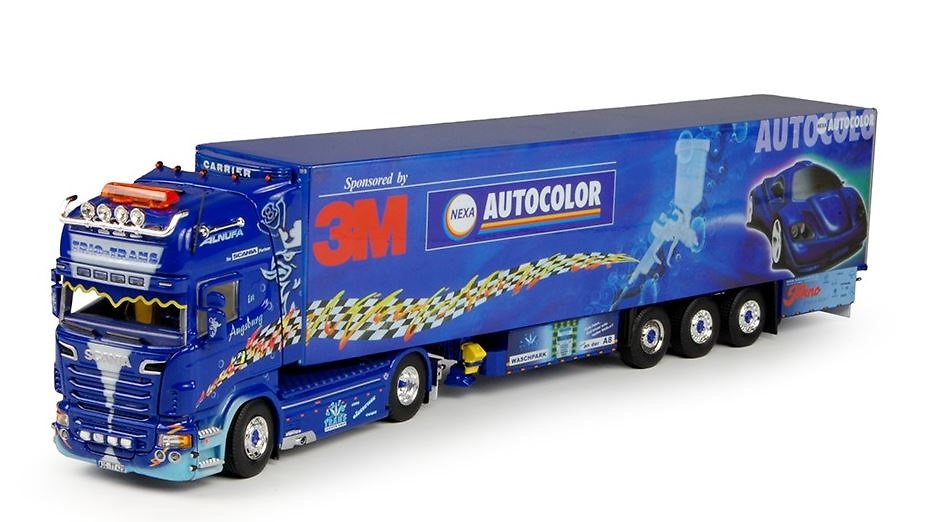 Scania R + Kühlaufliger Trio Trans - 3M Tekno 64837 Masstab 1/50 