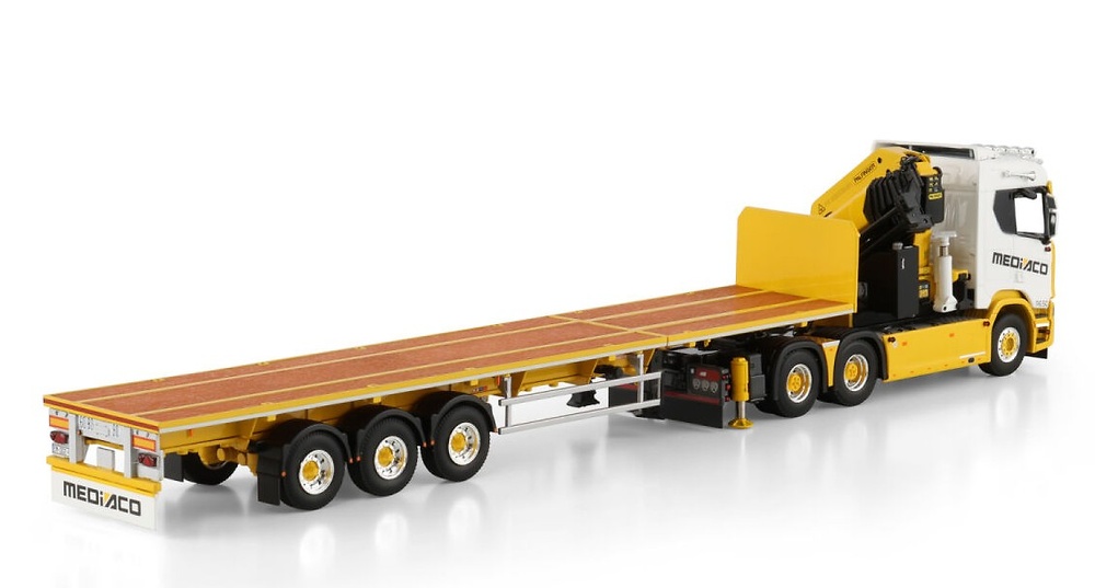 Scania R Normal CR20N 6x4 + 3-Achs-Sattelauflieger Mediaco Wsi Models 01-4754 Maßstab 1:50 
