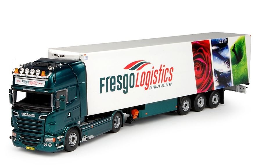 Scania R Topline + Kühlauflieger Fresgo Logistics, Tekno 65609 escala 1/50 