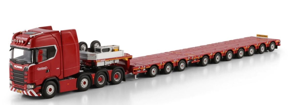 Scania s Highline cs20h 8x4 + Nooteboom Manoovr Auflieger 10 - Achsen Wsi Models Maßstab 1/50 