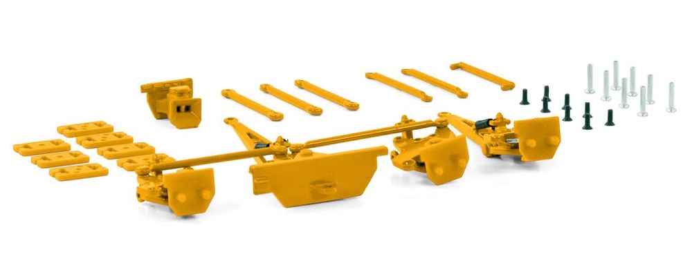 Scheuerle InterCombi Set Teile Anhängevorrichtung + Einzeldeichsel + Doppeldeichsel gelb Wsi Models B.V. 04-2158 Maßstab 1/50 
