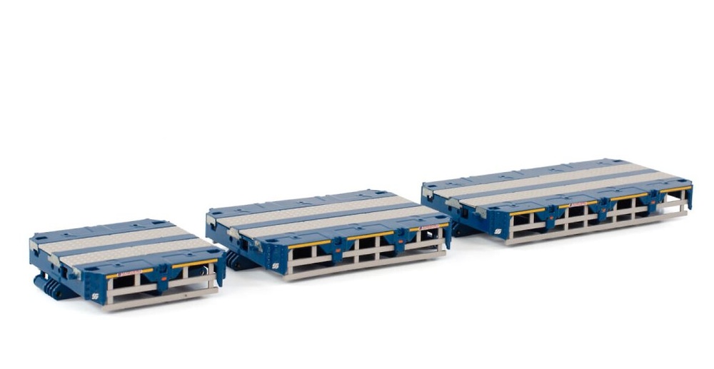 Scheuerle InterCombi set teile: Abstandhalter (3 meter, 4,5 meter und 6 meter) blau Wsi Models B.V. 04-2173 Maßstab 1:50 