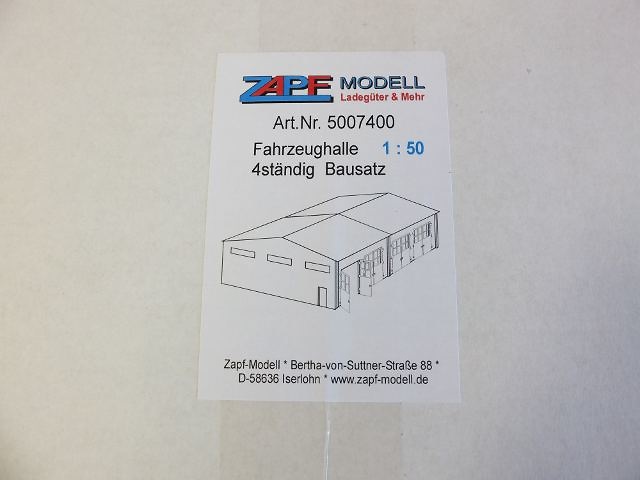 Set Fahrzeughalle zum Zusammenbauen, Zapf 1/50 