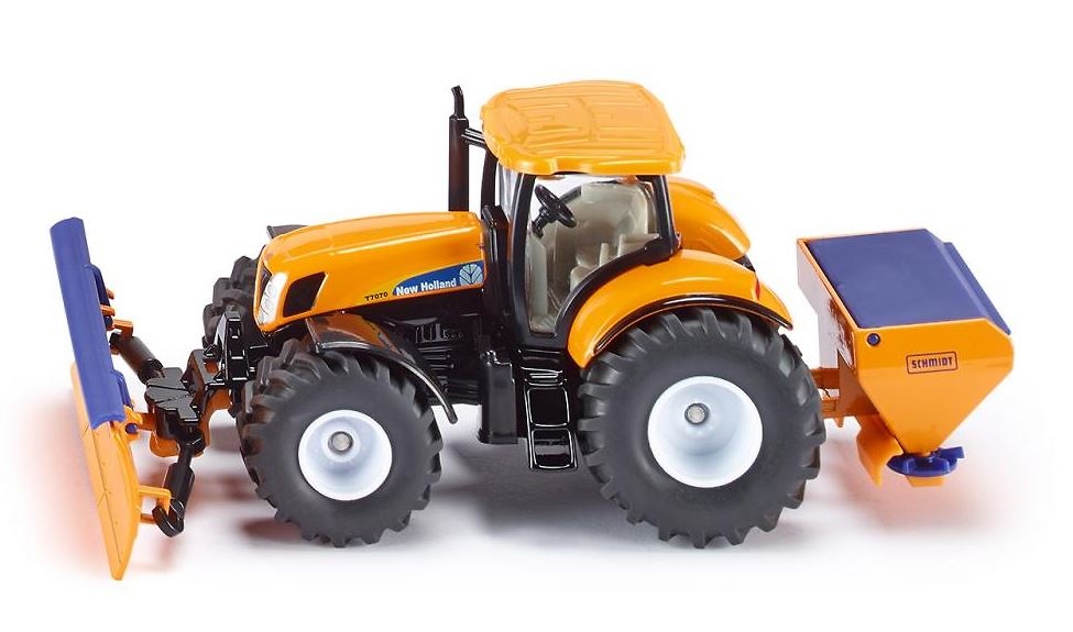 Traktor New Holland mit Räumschild und Streuer Siku 2940 Masstab 1/50 