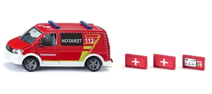 Volkswagen T6 Feuerwehr Notarztwagen Siku 2116 im Maßstab 1:50 