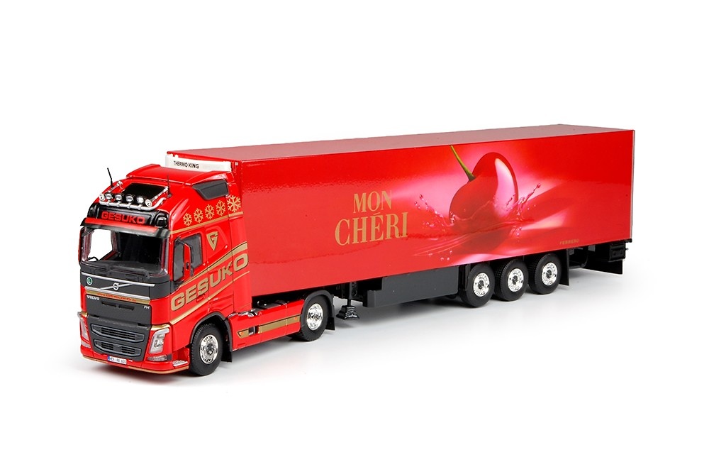 Volvo FH04 Globetrotter + Kühlaufliger Mon Cheri Tekno 69467 Masstab 1/50 