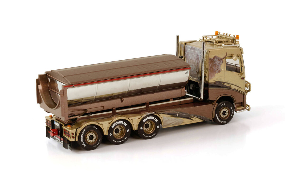 Volvo FH4 ​​Sleeper Cab + hooklift contenedor asphalt Per Broddes Wsi Models im Maßstab 1/50 