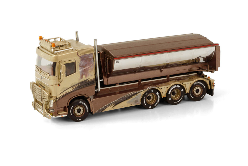 Volvo FH4 ​​Sleeper Cab + hooklift contenedor asphalt Per Broddes Wsi Models im Maßstab 1/50 