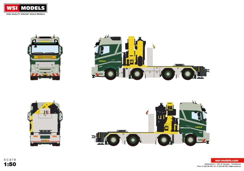 Volvo FH5 Globetrotter 8x2 + Palfinger pk 92002 SH + Jib Bolk Wsi Models 01-4392 Maßstab 1/50 