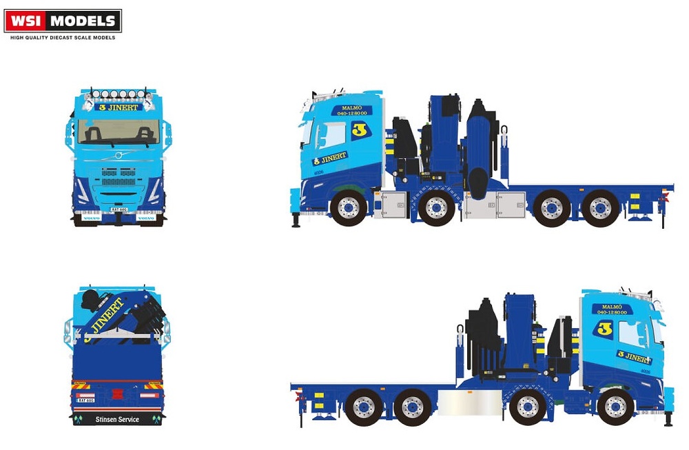 Volvo FH5 Globetrotter 8x4 + Kran Palfinger PK 165.002 Jinert Wsi Models 01-4975 Maßstab 1:50 
