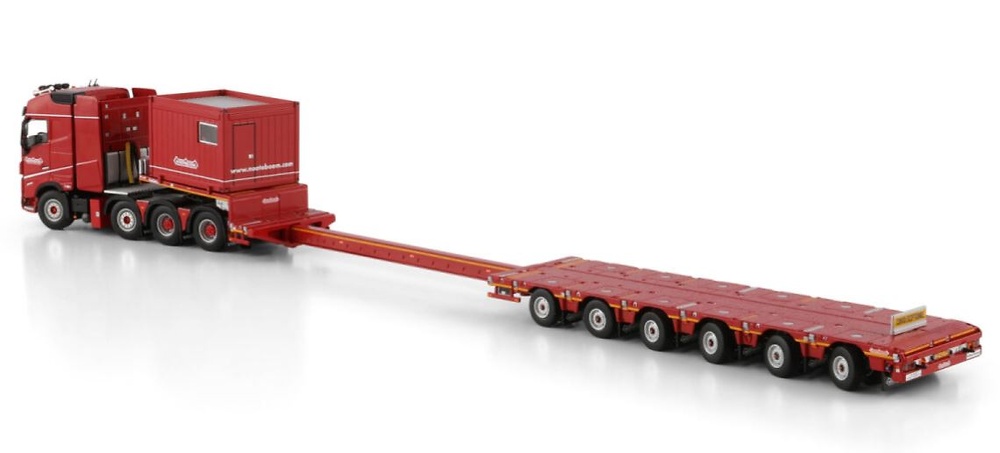 Volvo FH5 Globetrotter 8x4 + Nooteboom Manoovr 6 Achsen + Container 10 ft WSI Models Maßstab 1/50 