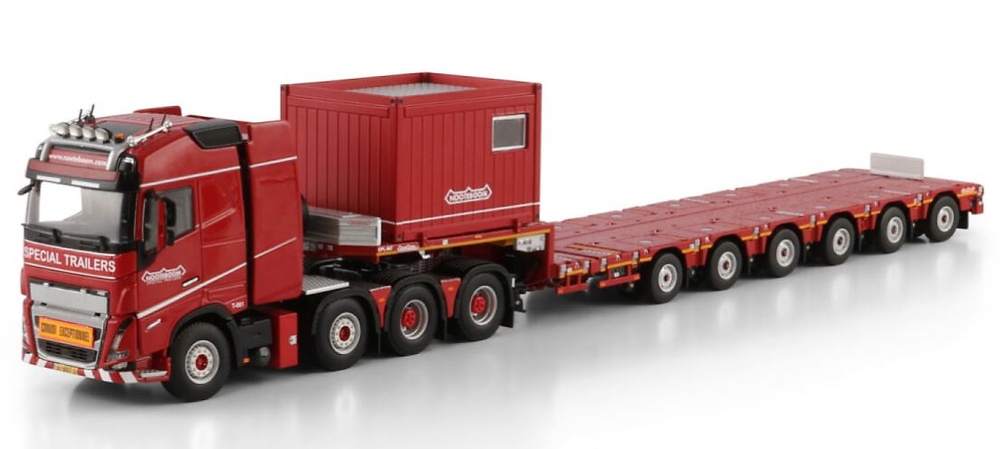 Volvo FH5 Globetrotter 8x4 + Nooteboom Manoovr 6 Achsen + Container 10 ft WSI Models Maßstab 1/50 