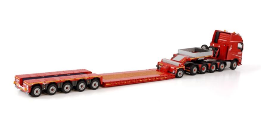 Volvo FH5 Globetrotter XL 10x4 + Nooteboom Anhänger 6 Achsen WSI Models Maßstab 1:50 