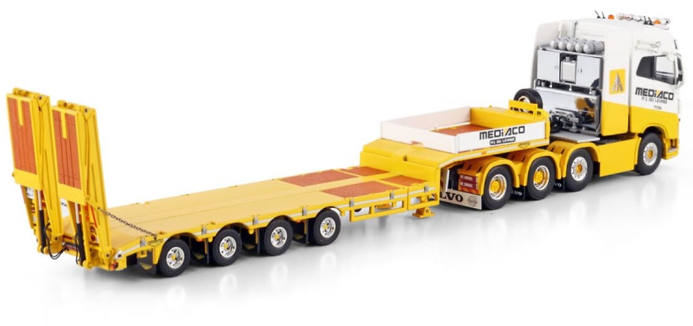 Volvo Fh4 Globetrotter 8X4 Tieflader mit Rampen - Mediaco Wsi Models 01-4753 Maßstab 1:50 