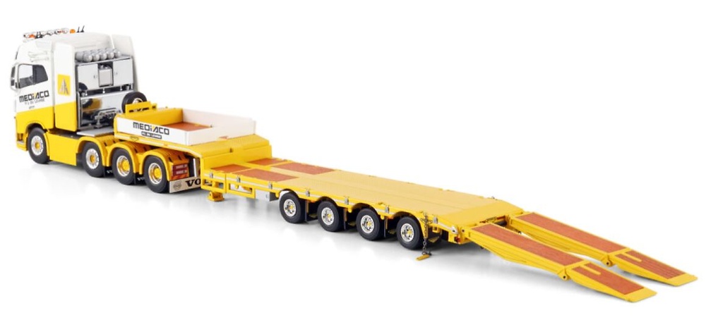 Volvo Fh4 Globetrotter 8X4 Tieflader mit Rampen - Mediaco Wsi Models 01-4753 Maßstab 1:50 