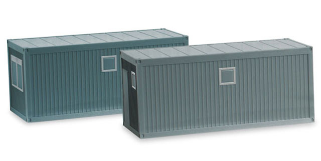 Construction container 20 ft gray Herpa 053600 1/87 scale 