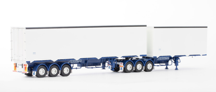 Eziliner B double trailer set blue and white Drake 1/50 scale 