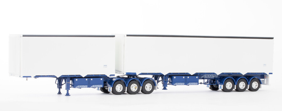 Eziliner B double trailer set blue and white Drake 1/50 scale 