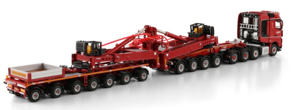 Mercedes-Benz Arocs Mp4 Slt Big Space 8X4 + Nooteboom Wind Mill Trailer + Dolly - 7 Axle Wsi Models 6073374 scale 1/50 